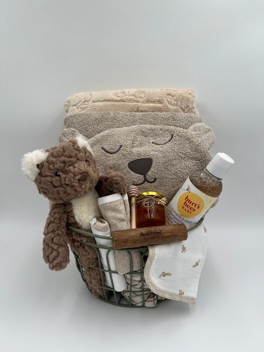 Bathtime & Bedtime Gift Basket – Bears & Bees Theme 🧸🐝