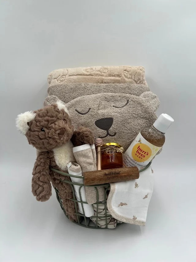 Bathtime & Bedtime Gift Basket – Bears & Bees Theme 🧸🐝